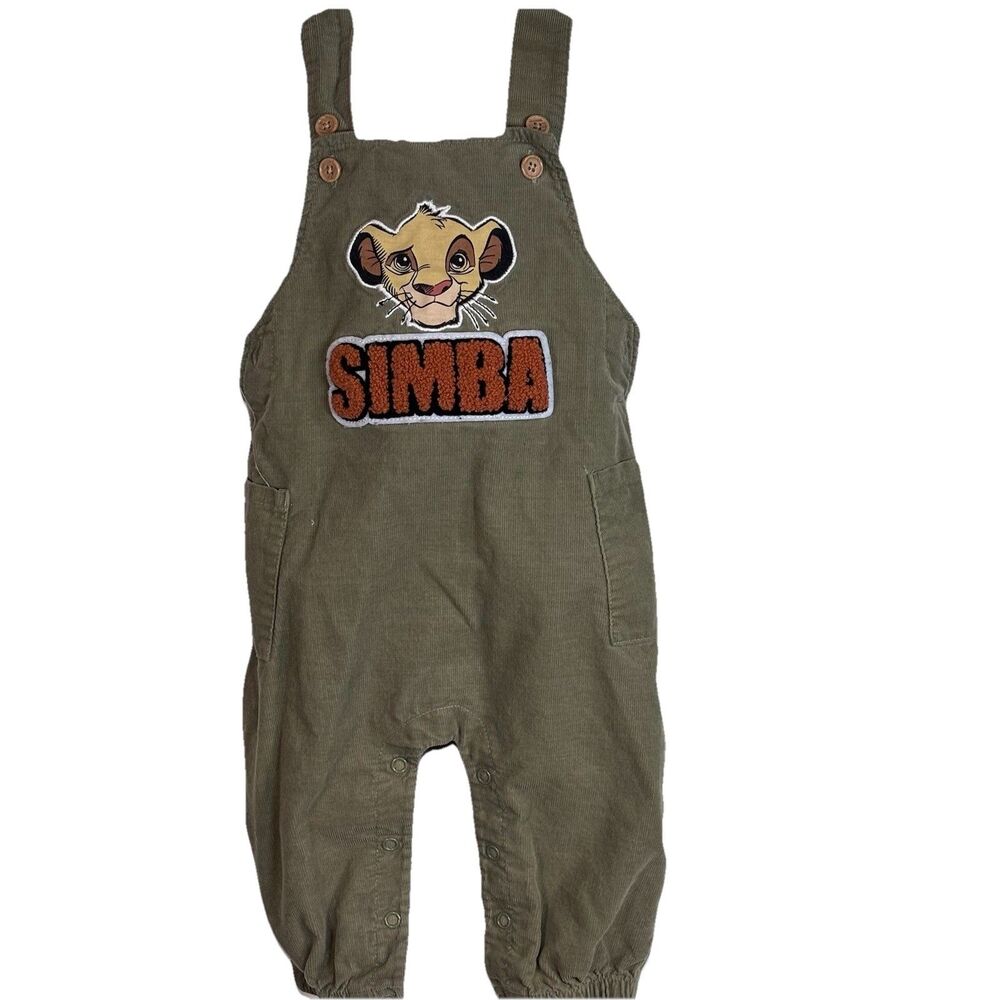 Disney Baby Simba Overalls Corduroy 12 Month Elm Olive Green 100% Cottom